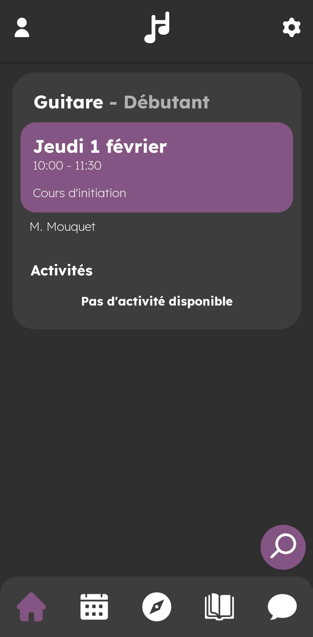 Page accueil élève